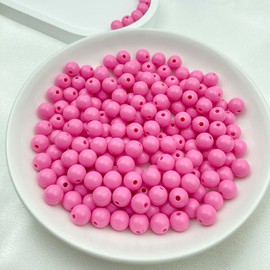 Daiyifiy 400Pcs 8MM Acrylic Round Pastel Beads Candy Color Spacer Beads Plastic Resin Beads for Necklace and Bracelet Making Crafting Supplies(309 - Light Rose Red)