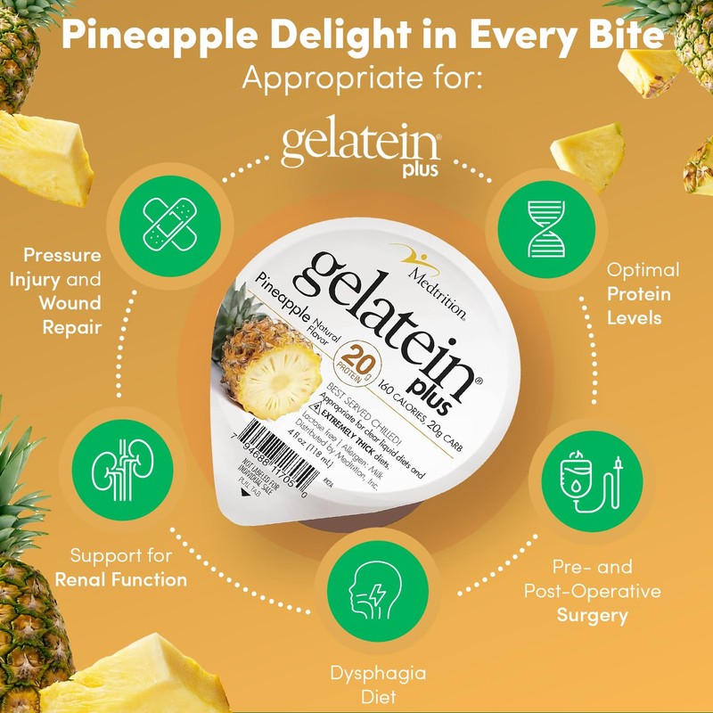 Gelatein Plus Pineapple: 20 Grams of Proteins. Ideal for Clear