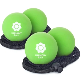 Massage Ball Set of 2 Natural Rubber with Net - 2 x Massage Balls Each 6.3 cm, Pleasantly Flexible, Perfect for Fascia and Self Massage (6.3 cm, 2 x Green)