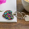 Groovy Hippie Peace and Love Pattern Keychain Heart Love Metal