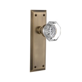 Nostalgic Warehouse New York & Waldorf Crystal Door Knob with Plate