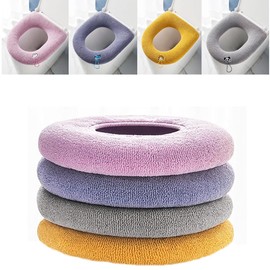 UQMIQURA 4 x Toilet Seat Covers, Universal Toilet Seat Covers, Warm Toilet Seat Cover, Toilet Seat Cover, Toilet Seat Cover Cushion, Washable Toilet Seat Warmer