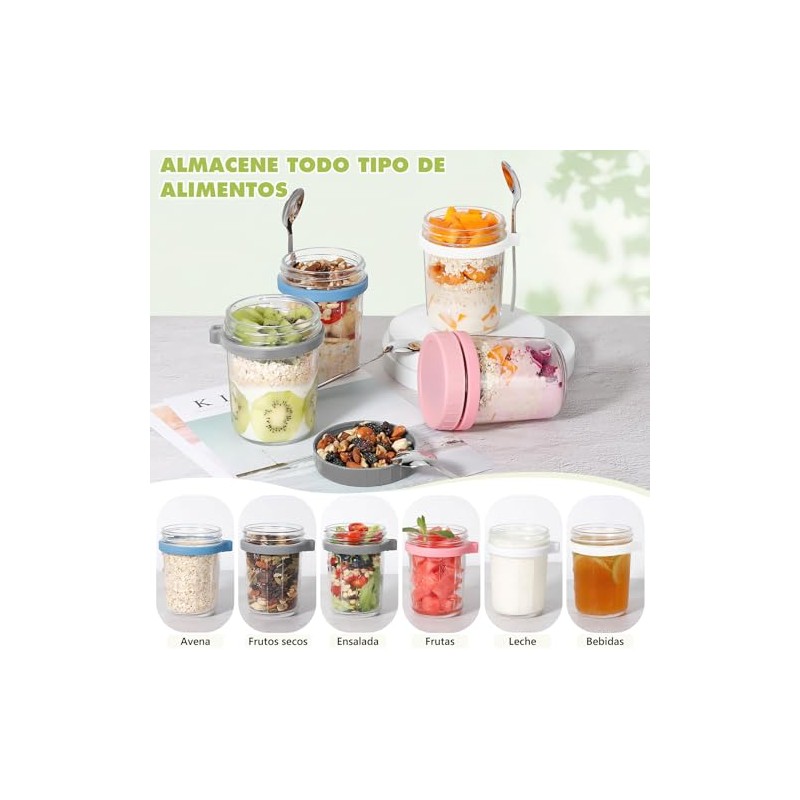Ausein Recipientes de Avena de 350ML, 4 Pack Tarros de