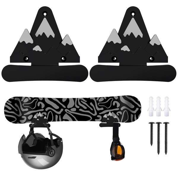 lxuraduy 2 Pack Snowboard Wall Mount with Hooks,Snow Mountain decorative