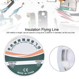 Ultra Fine Silver Bypass Wire, Ultra Fine, 200 m Length, 0.009 mm Diameter, Insulated Enamelled Wire, High Tensile, Ultra-Fine, Ultra-Fine Silver Bypass Wire for Repairing