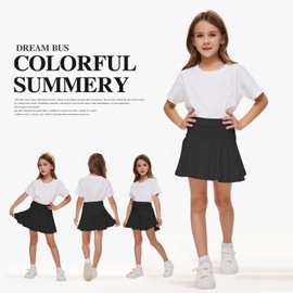 DREAM BUS Girl Pleated Skirts Built in Shorts Little Kid Tennis Skirts Skorts Toddler Girl Athletic Skorts Flowy Skirts