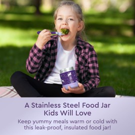 Bentgo Kids Stainless Steel Food Jar - 11oz Leak-Proof Double Insulated Hot or Cold Food Container with Removable Silicone Bumper, Dishwasher Safe, Easy Open Lid, Ages 3+ (Unicorn)