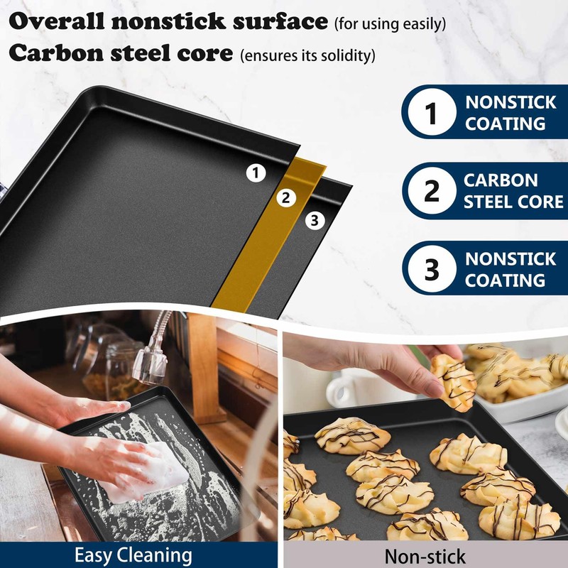 P&P CHEF 16 Inch Baking Cookie Sheet Pan, Carbon Steel