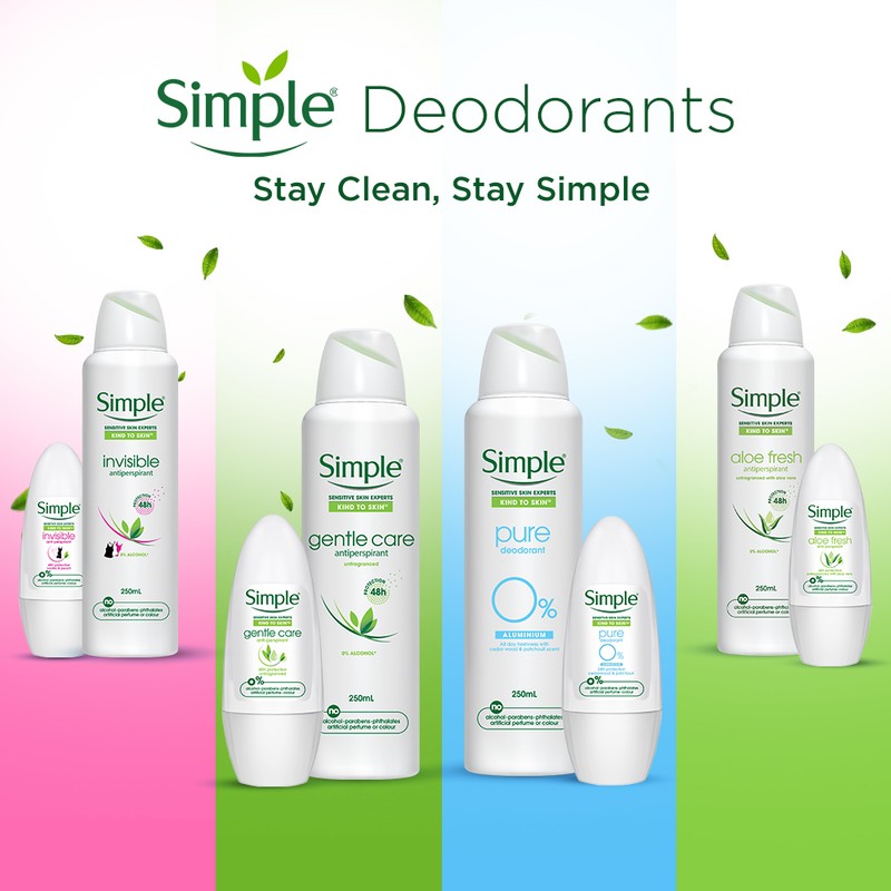 Simple Gentle Care Anti-Perspirant Roll On Deodorant 45ml