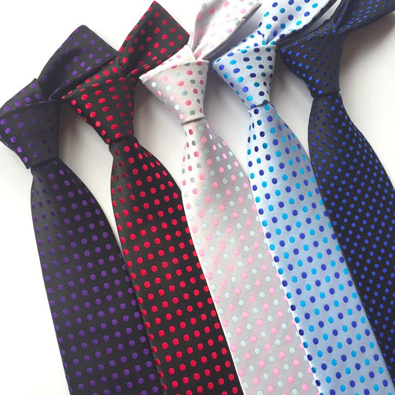 WHITE FANG NC022 Men's Necktie, Polka Dot, Solid Suit, Business,