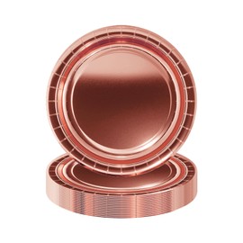 16Pcs Metallic Rose Gold Party Paper Plates 7 inch,Xmas Foil Rose Gold Party Tableware Decor Christmas Rose Gold Paper Plates Metallic Rose Gold Plates for Christmas Party Supplies Table Decorations