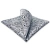 SHLAX&WING Men's Silver Black Paisley Silk Pocket Square, 12.6 x