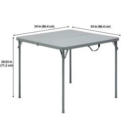 Mczan 34" Square Resin Fold-in-Half Table, Gray