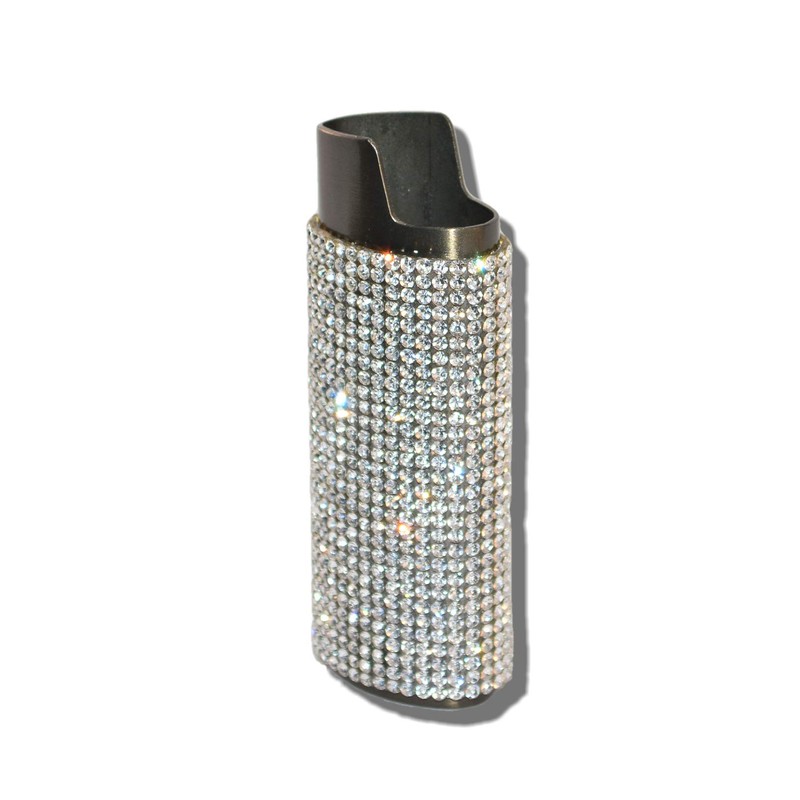 Gray Lighter Cover Sleeve with Crystal Rhinestones LS4
