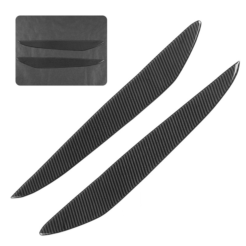 2pcs Carbon Fiber Headlight Eyebrow Eyelid Cover Wear Resistant Fit