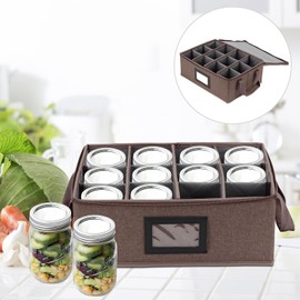 DIICCYO 16 oz Mason Jar Storage Containers, Mason Jar Organizer Pantry Canning Jar Storage Box, Foldable Carrier Bag with Handles and Dividers Holds 12 Pint Mason Jars Home Canning Supplies, 1 Pcs