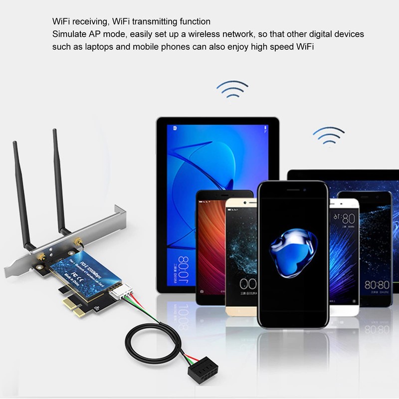 PCIe WiFi Card, 2.4GHz 5GHz Dual Band Wireless Adapter, Bluetooth