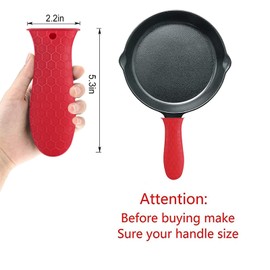 4 Pcs Silicone Hot Handle Holder, Non-Slip Potholder for Cast Iron Skillets, Rubber Pot Handle Sleeve Heat Resistant for Frying Pans & Griddles Sleeve Grip Handle Cover,Metal cookware Handles, Red
