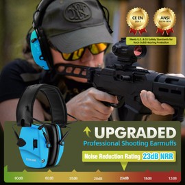 ZOHAN EM054 Electronic Shooting Ear Protection with 4X Sound Amplification 2 Pack,Slim Active Noise Reduction Earmuffs for Gun Range