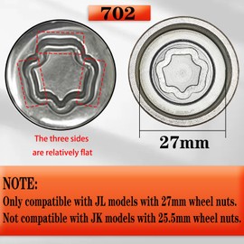 JEUCLEL JL 702 for 27mm Nuts, Jeep Wheel Lock Nut Removal Tool, Anti-Theft Lug Nut Socket Adapter