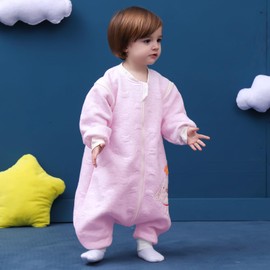 Baby Sleeping Bag Long-Sleeved Winter Child's Sleeping Bag, Dog Pattern, Baby Sleeping Suit with Feet, Cotton, Boy and Girl Unisex all-year-round Pyjamas