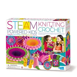 4M STEAM Powered Kids - Knitting & Crochet, Bumper Activity Kit, Arts, Craft and Sewing for Kids Ages 5+