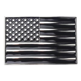 POSKLA American Flag Belt Buckle Metal Western Cowboy Belt Buckle, Patriotic USA Flag Design for Casual & Rodeo Wear (BLACK)