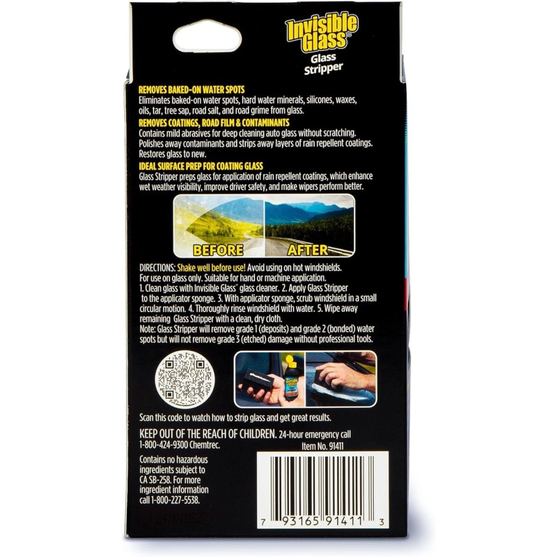 Invisible Glass 91411 Glass Stripper Hard Water Spot Remover Kit