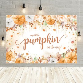 Aprophic Pumpkin Baby Shower Decorations - Fall Baby Shower Banner 'Our Little Pumpkin is On The Way' - Thanksgiving Backdrop Photo Booth Studio 7x5ft