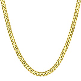 Men's Stainless Steel Curb Chain necklace chain bracelet chain king, size: 5 mm color: gold; selection: chain 55 cm