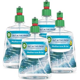 Air Wick Active Fresh – Aeorosolfreier, automatischer Lufterfrischer – Raumduft Mediterrane Brise – 4 x 228 ml Nachfüller