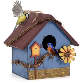 JUJOYBD Decorative Bird House for Hanging, Nesting Box for Birds for Outdoors, Weatherproof, Bird House, Tit Box, Breeding Box for Tits, Garden Decoration for Balcony, Garden, Patio