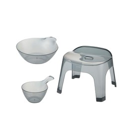 LUKLE LUXRE 25H Hand Wash & Hot Water, Total 3 Piece Set, Richell (Gray)