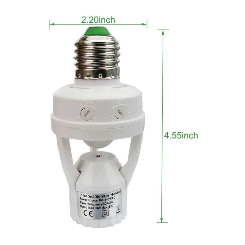 Motion Activated Light Socket,E26 Motion Security Light Bulb Socket Indoor