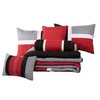 Chezmoi Collection 7-Piece Quilted Patchwork Comforter Set, Red/Gray/Black, King
