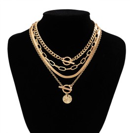 Necklaces for Women Trendy Charm Necklace for Women Trendy Gold Paperclip Chain Necklace Chunky Layered Pearl Coin Pendant Necklaces Boho Jewelry Summer Outfits Women Trendy 2024