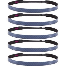 Hipsy Regular Size, Women's Adjustable No Slip Skinny Tech Sport Headband 5-Pack (Navy Tech 5pk)