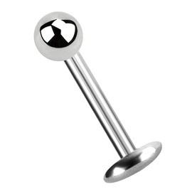 Titanium Labret Stud 4 mm Plate in 1.2 mm Thickness with 3 mm Titanium Ball, Titanium, Without Stone