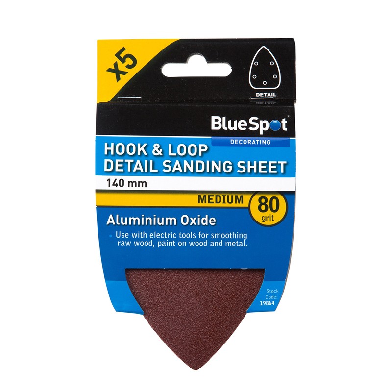 Blue Spot Tools 19864 80 Grit Detail Sanding Pads, Brown