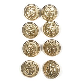 Gold Anchor Crest Buttons Set for ,Blazer, Uniform, Military , Dress ,Coats and Sport Coats (8 pc 5/8'' Gold Anchor)
