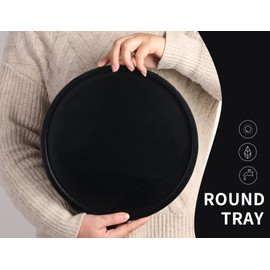 Pine Round Wood Decorative Tray for Home Decor,Wooden Serving Tray,Candle Tray,Perfume Tray,Coffee Table Trays(11.5 inch, Black)