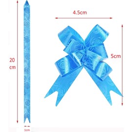 Decorative Pull Bow Gift Ribbons, Pink Blue Red, Rose Pattern, 20cm x 4.5cm, Party Wedding Gift Wrapping, Pack of 2 (Green)