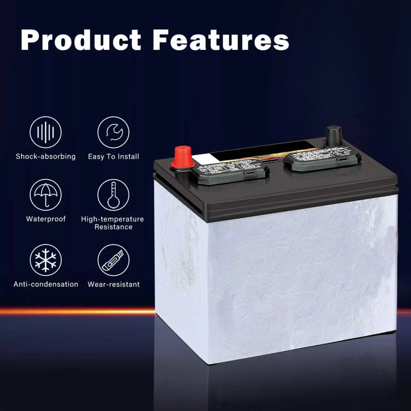 AIRSBOGE Universal 40*7 Inch Car Battery Insulation Blanket Wrap Kit