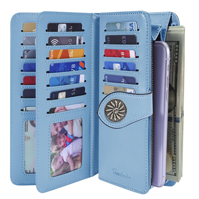 Travelambo Women's Wallet RFID Blocking Credit Card Holder Large Capacity