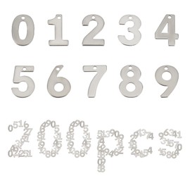 SUNNYCLUE 1 Box 200Pcs 10 Styles Number Charms Silver 0-9 Stainless Steel Hollow Lucky Figures Pendants Bulk Metal Digital Beads for Jewelry Making Charms DIY Bracelets Necklaces Crafts Supplies