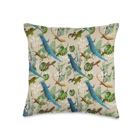 Terrarium plants decoration accessories gifts Geckos-Reptile Plants Insects Terrarium Throw Pillow, 16x16, Multicolor