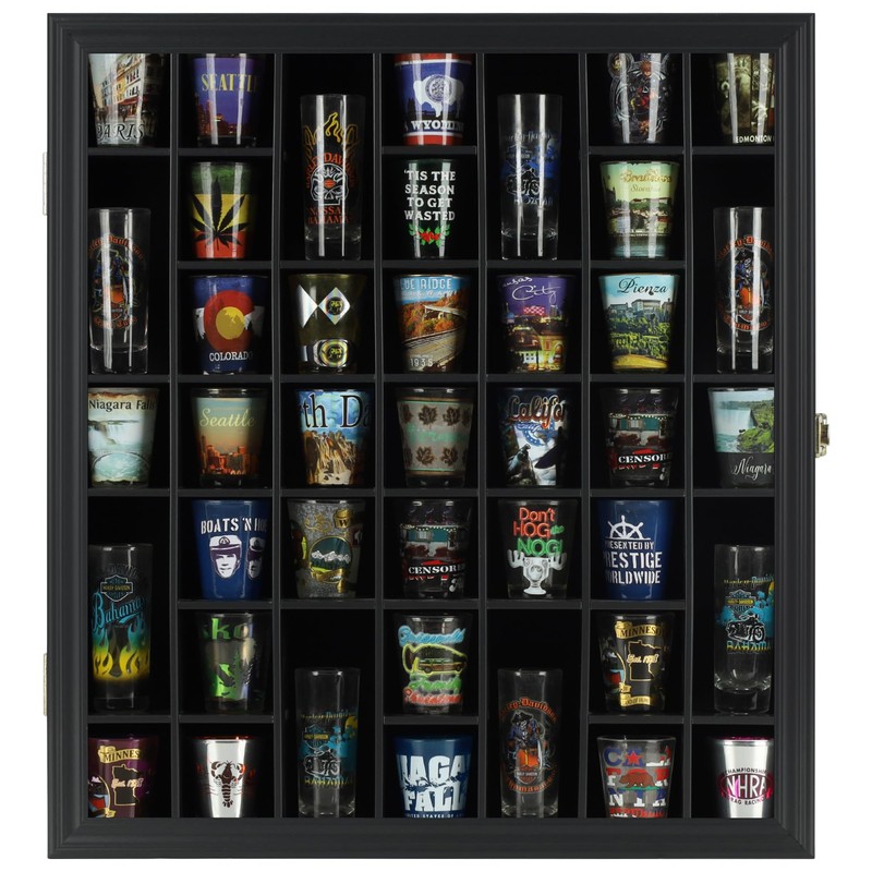 41 Shot Glass Display Case Holder Bar Collection Cabinet Wall