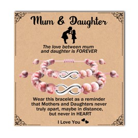 Focxoio Mum Daughters Gifts, Infinity Knot Bracelets Mother Daughter Bracelets for Women Girls, Sweet Gift for Mum & Me, Birthday Christmas Mothers Day Presents from Daughter
