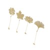 4pcs Metal Bookmarks with Chain Four Patterns Hollow Thin Golden