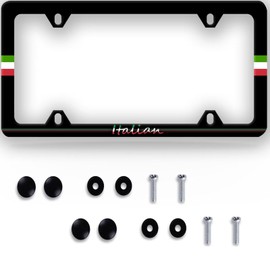 Italy Flag and Italia Letter License Plate Frame - 1Pcs Unique Italian License Plate Holder Design Aluminum Car Accessories Funny Flag License Plate Decor Size 12.3" X 6.3" with Screws for Men Women